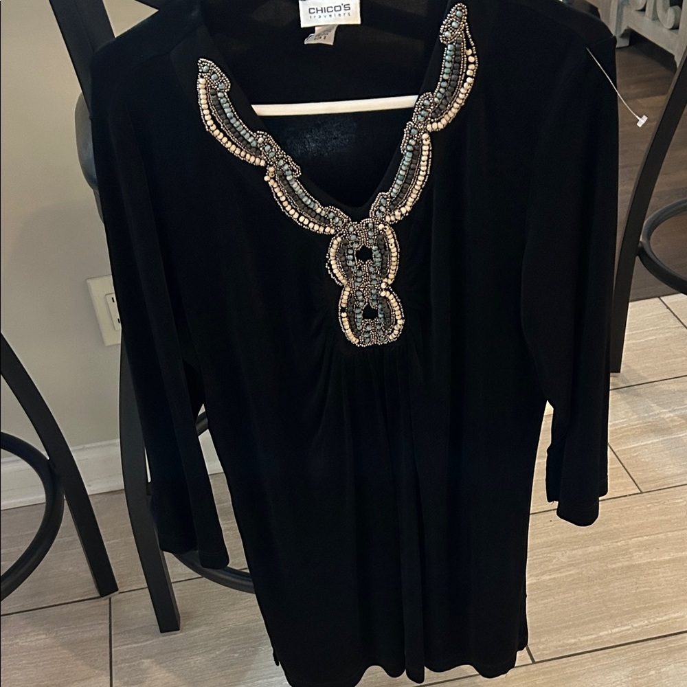 Chico's Black Beaded Women's Blouse